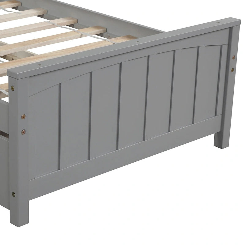 Nestfair Twin Size Wooden Platform Bed with Trundle