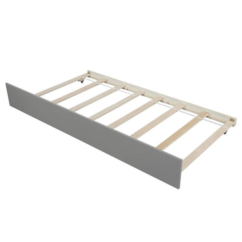 Nestfair Twin Size Wooden Platform Bed with Trundle