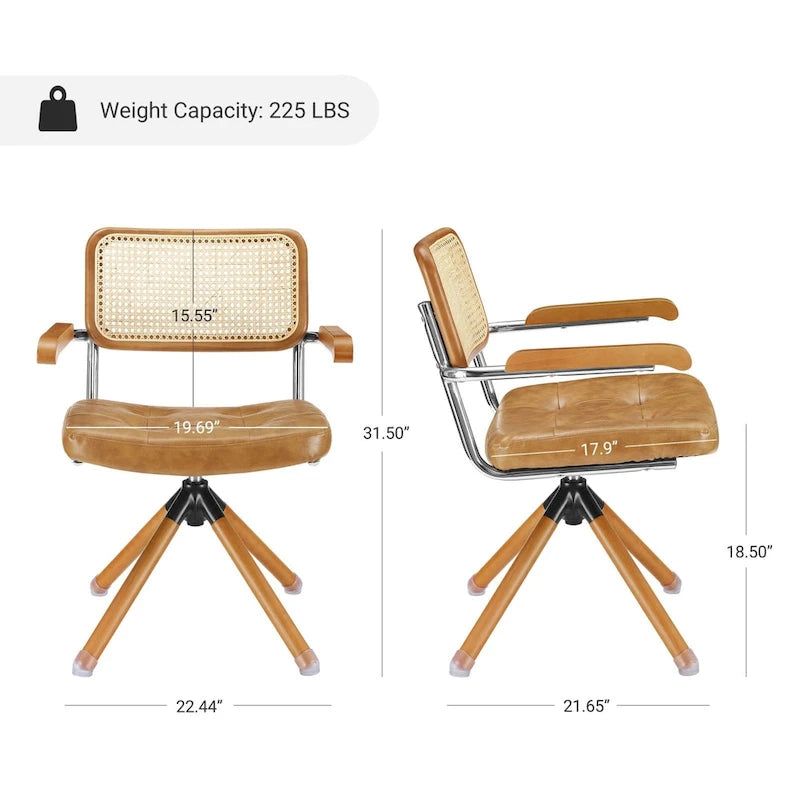 Art Leon Swivel PU Leather and Wooden Accent Chair