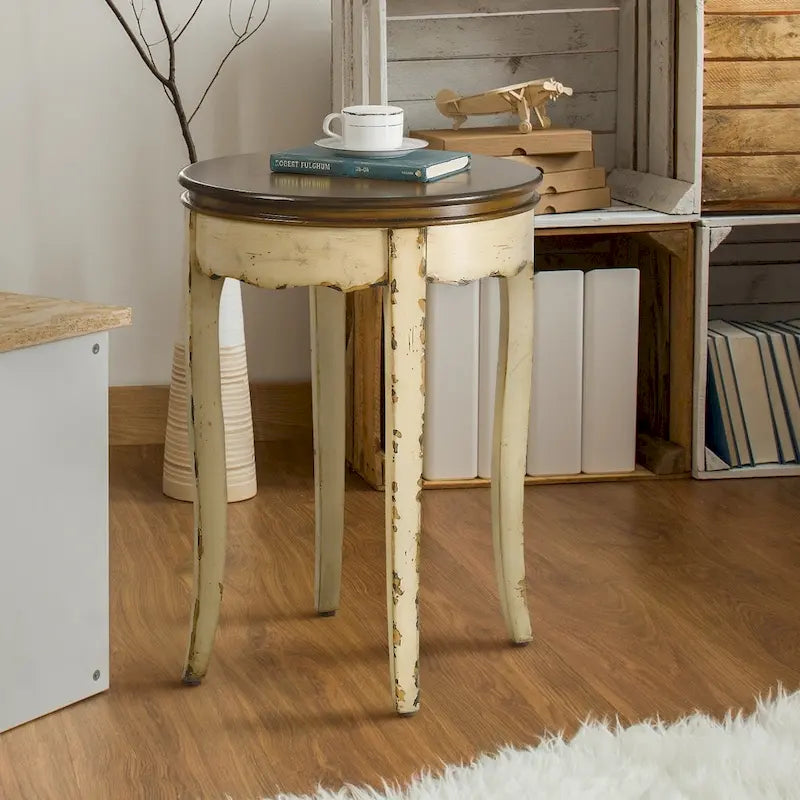 Lira Transitional White 18-inch Round Side Table by Furniture of America