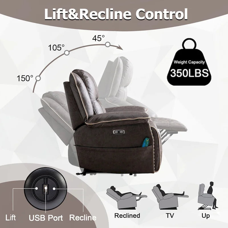 Power Lift comfortable chair with massage heating, cup holder and USB port