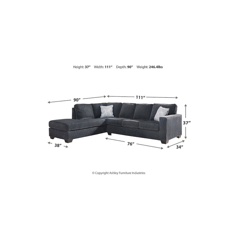 Signature Design by Ashley Altari 2-Piece Sectional with Chaise - 110 W x 90 D x 37 H