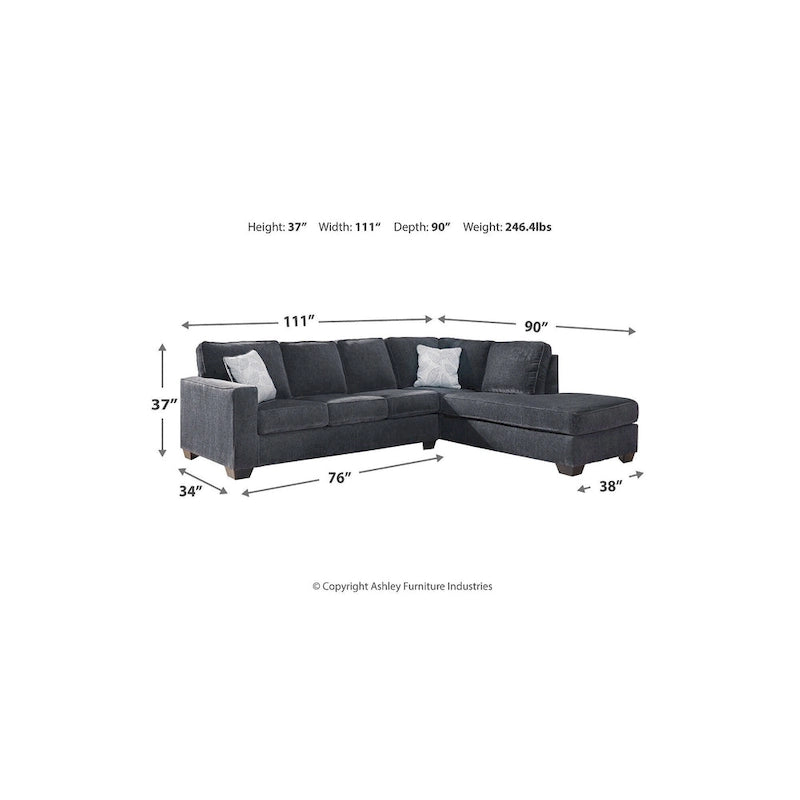 Signature Design by Ashley Altari 2-Piece Sectional with Chaise - 110 W x 90 D x 37 H