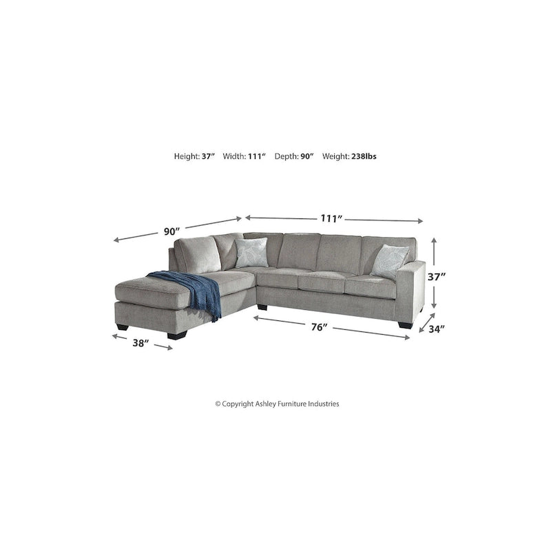 Signature Design by Ashley Altari 2-Piece Sectional with Chaise - 110 W x 90 D x 37 H