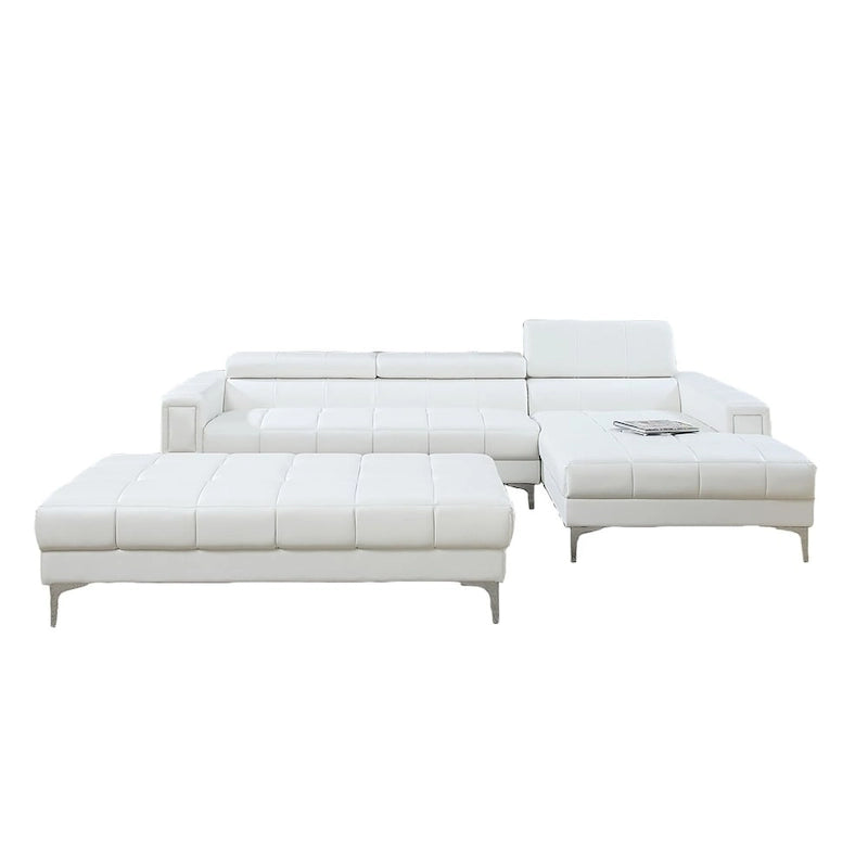 Bobkona Hayden Bonded Leather 2-Pcs Sectional Sofa Loveseat with Adjustable Back. Ottoman included