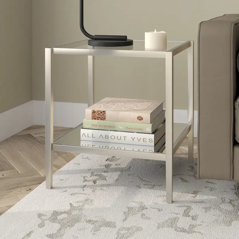 Hera 20 Wide Square Side Table with Clear Shelf