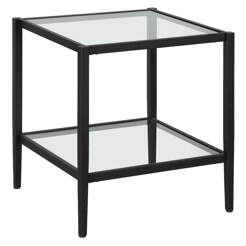 Hera 20 Wide Square Side Table with Clear Shelf