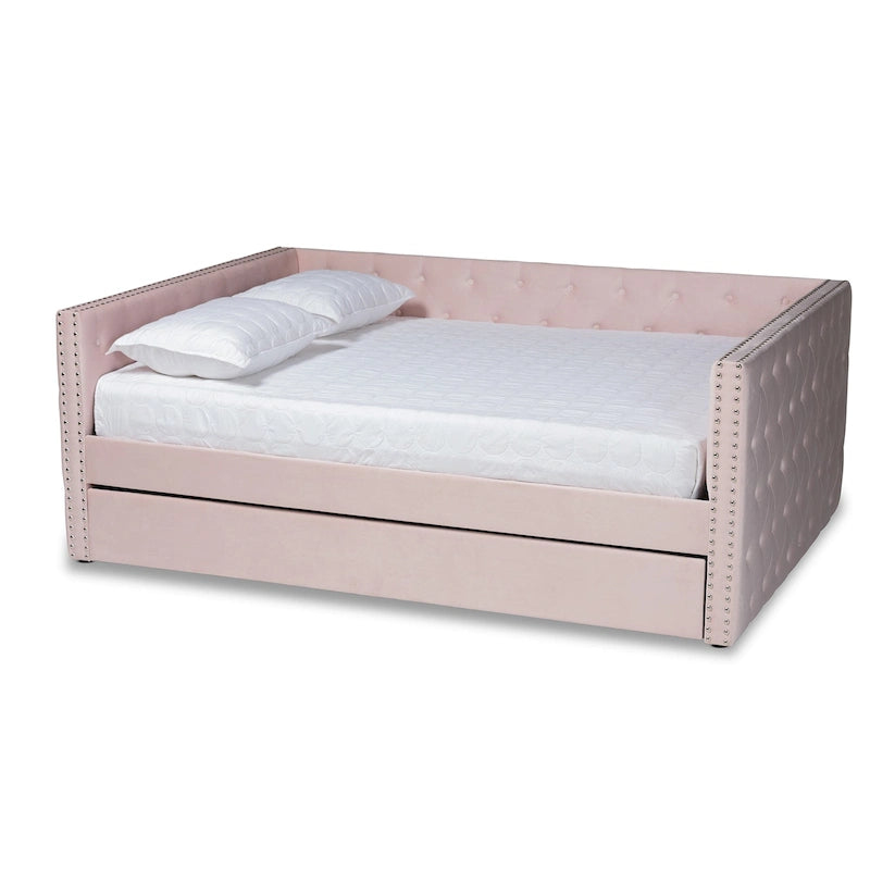 Larkin Modern Velvet Fabric Upholstered Daybed with Trundle