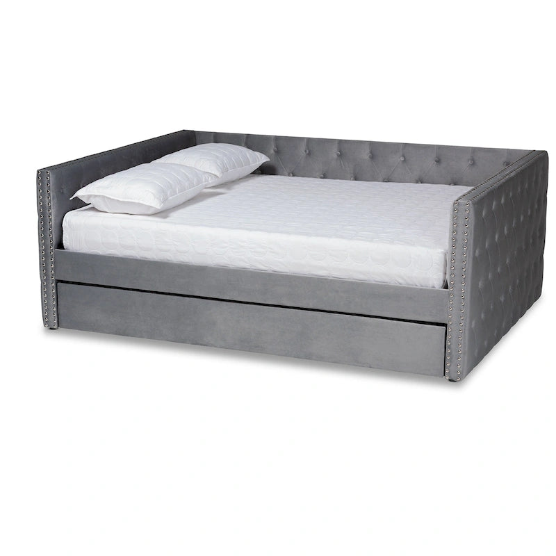 Larkin Modern Velvet Fabric Upholstered Daybed with Trundle