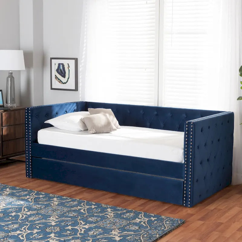 Larkin Modern Velvet Fabric Upholstered Daybed with Trundle
