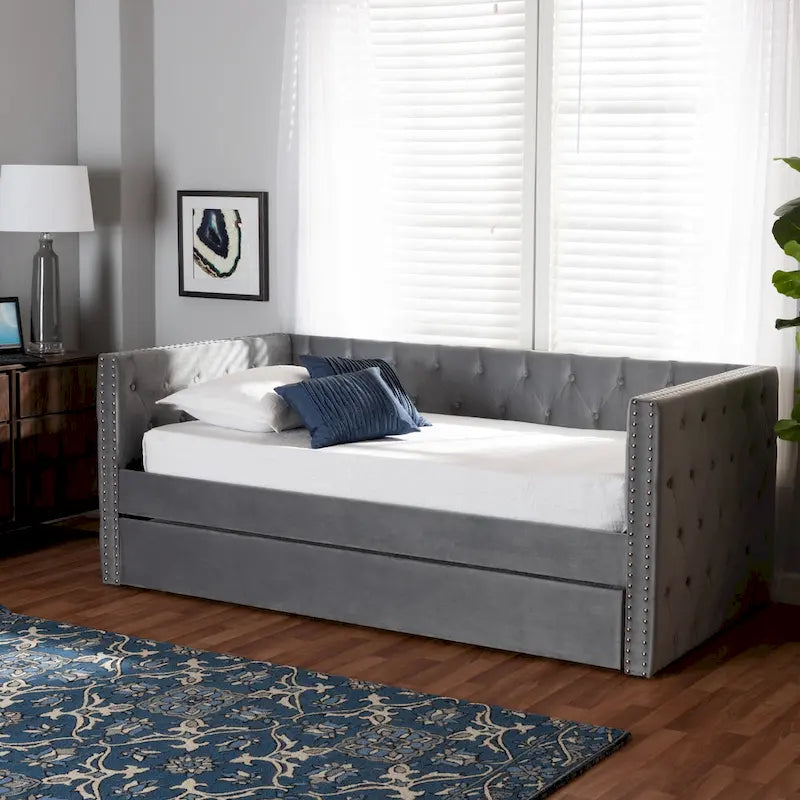 Larkin Modern Velvet Fabric Upholstered Daybed with Trundle