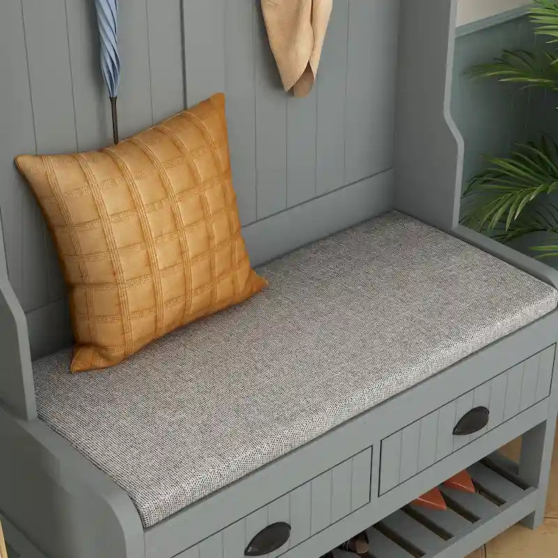 68.5H Hall Tree with Bench and Shoe Storage White/Black/Grey