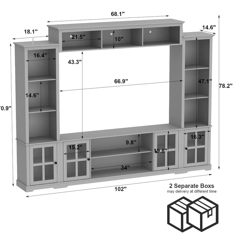 Wall Unit Entertainment Center Bookshelves TV Stand Display End Tables
