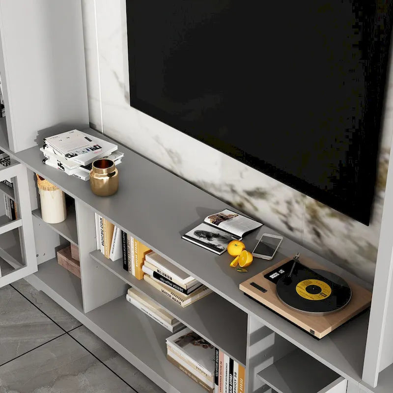 Wall Unit Entertainment Center Bookshelves TV Stand Display End Tables