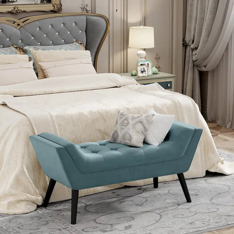 Andeworld end of bed bench Entryway Bench Modern Fabric Footstool for Hallway with Wooden Legs