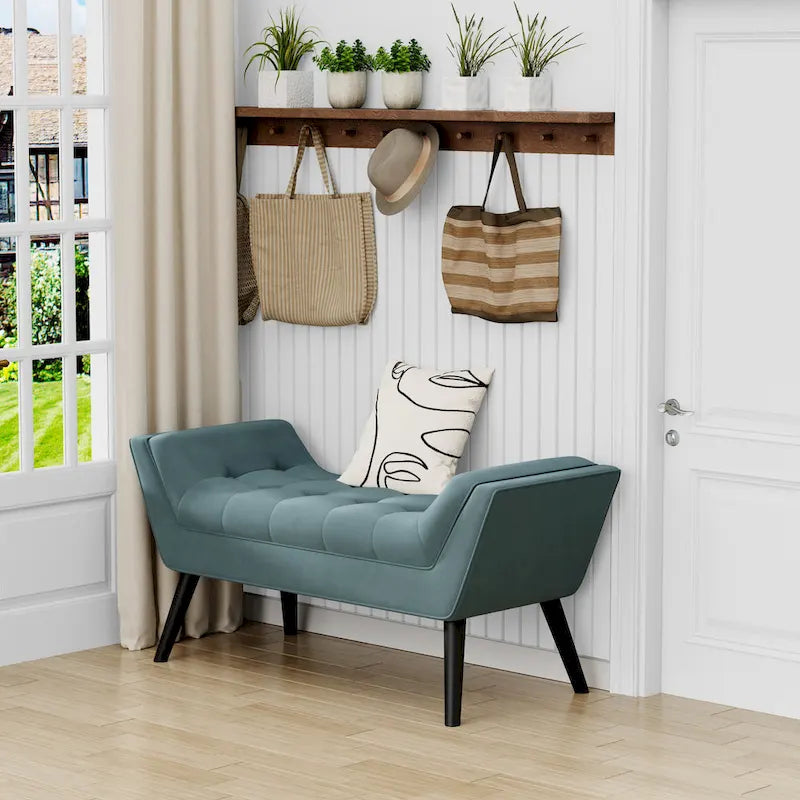 Andeworld end of bed bench Entryway Bench Modern Fabric Footstool for Hallway with Wooden Legs