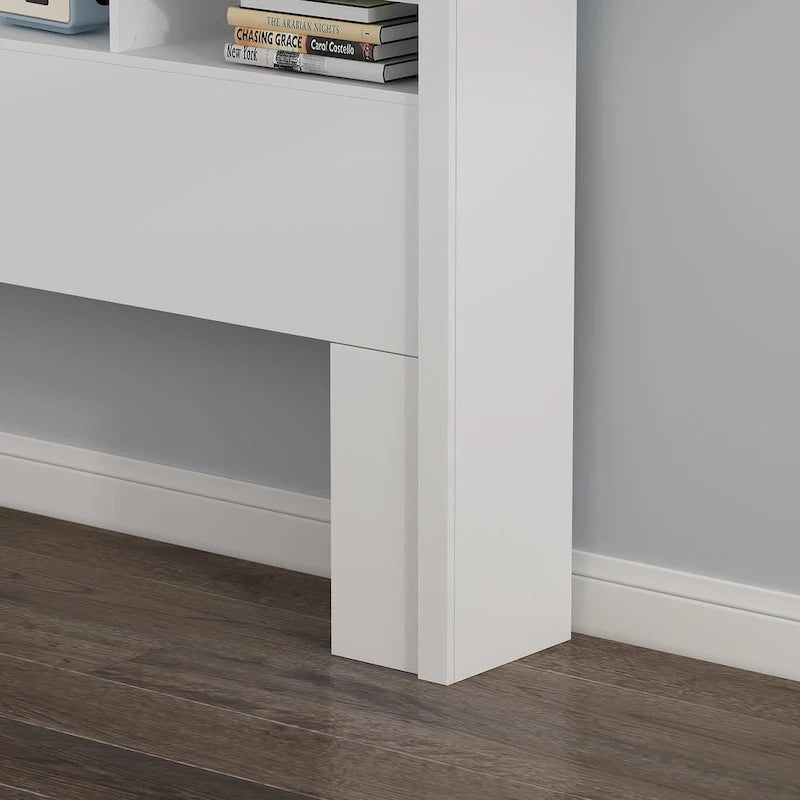 Queen Size Bookcase Headboard With A Hole For Passing Cords & Lights