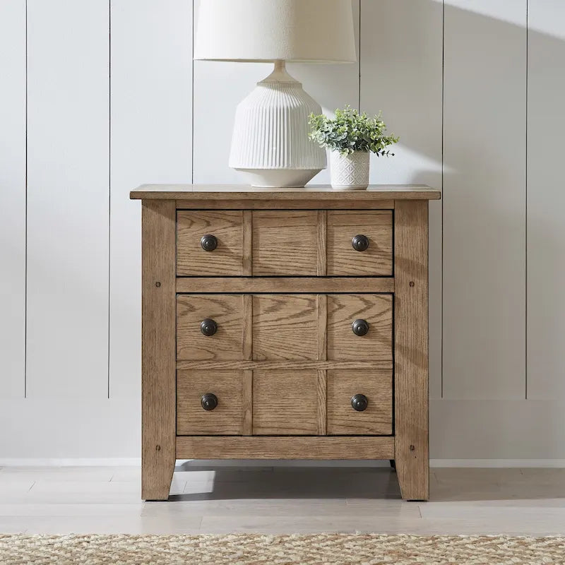 Grandpa's Cabin Rustic Bedroom Night Stand - Sandstone or Aged Oak