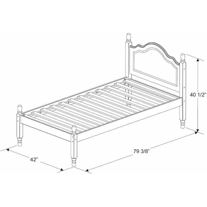 100% Solid Wood Reston Twin Size Panel Headboard Platform Bed by Palace Imports