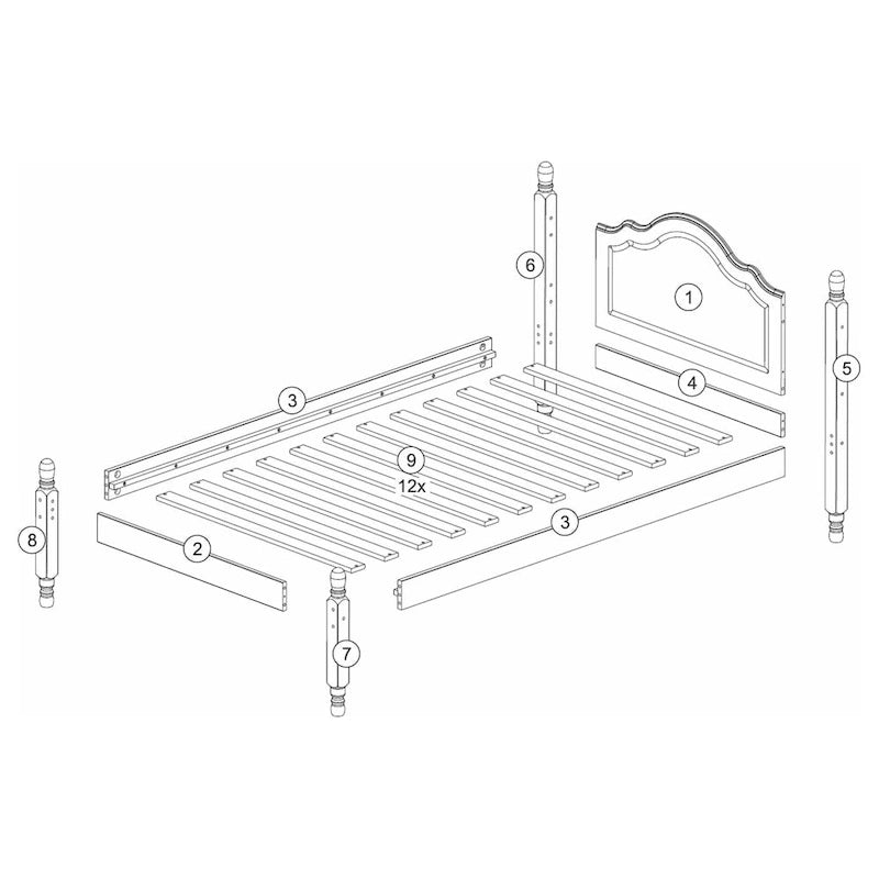 100% Solid Wood Reston Twin Size Panel Headboard Platform Bed by Palace Imports