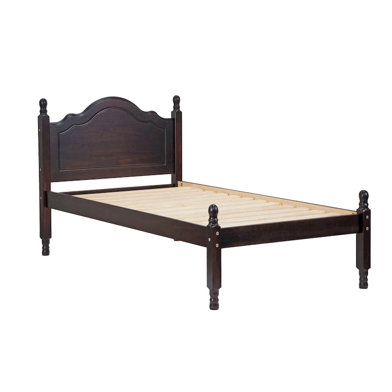 100% Solid Wood Reston Twin Size Panel Headboard Platform Bed by Palace Imports