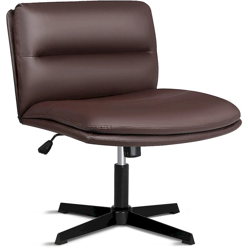 BOSSIN Criss Cross Chair Armless Office Desk Chair No Wheels,PU Leather Padded Modern Swivel Vanity Chair office chair