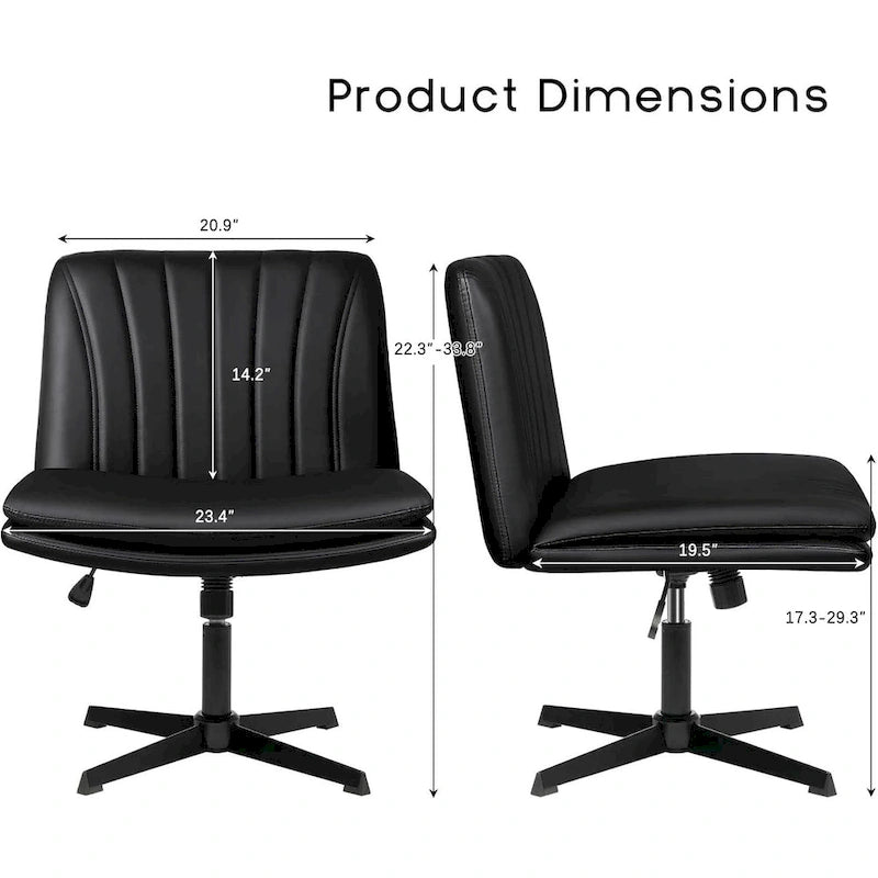 BOSSIN Criss Cross Chair Armless Office Desk Chair No Wheels,PU Leather Padded Modern Swivel Vanity Chair office chair