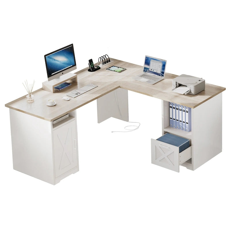 Moasis L Shaped Gaming Desk 59-Inch Computer Corner Desk with Monitor Stand