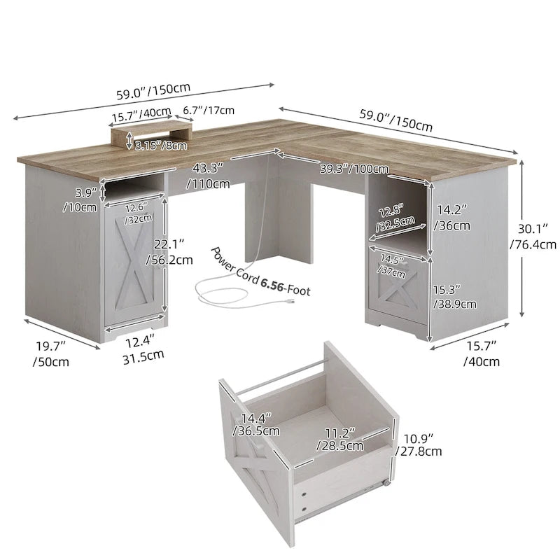 Moasis L Shaped Gaming Desk 59-Inch Computer Corner Desk with Monitor Stand