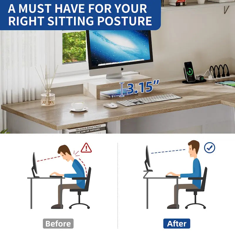 Moasis L Shaped Gaming Desk 59-Inch Computer Corner Desk with Monitor Stand