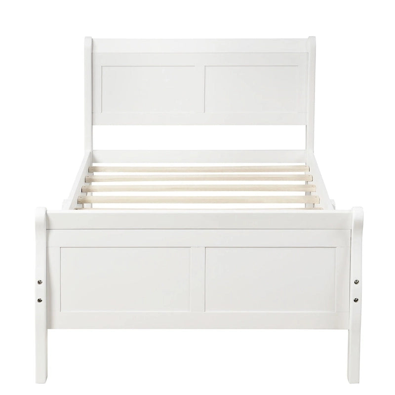 Wooden Slat Support Wood Platform Bed with Headboard