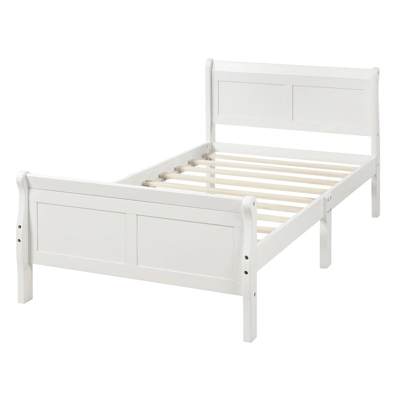 Wooden Slat Support Wood Platform Bed with Headboard