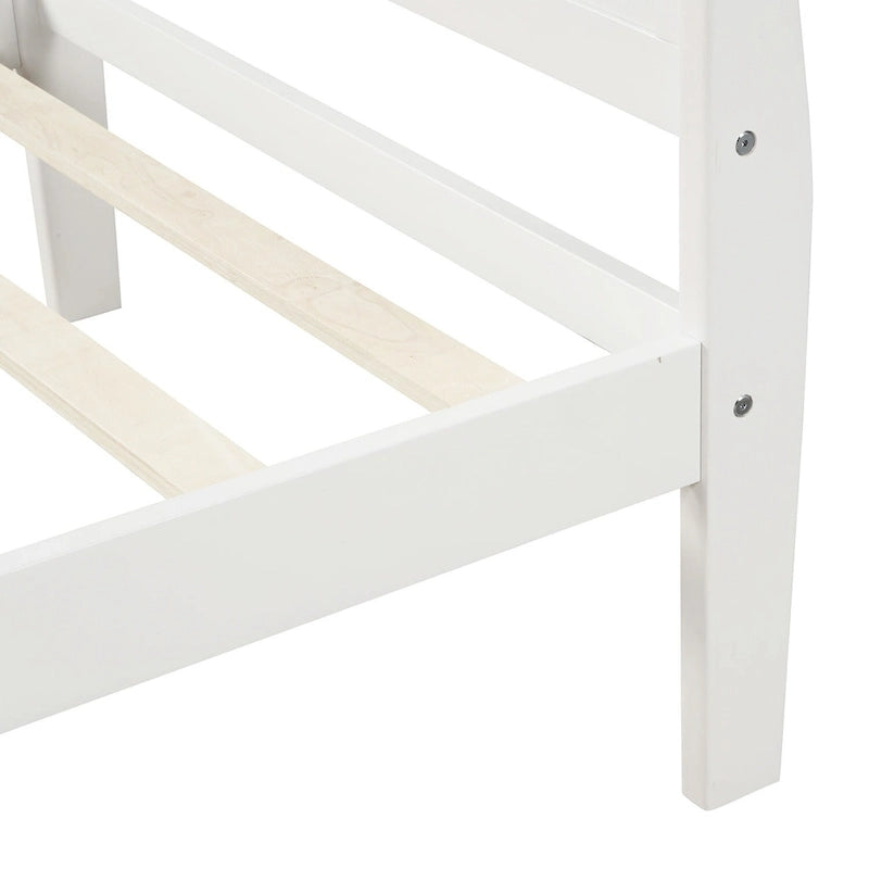 Wooden Slat Support Wood Platform Bed with Headboard