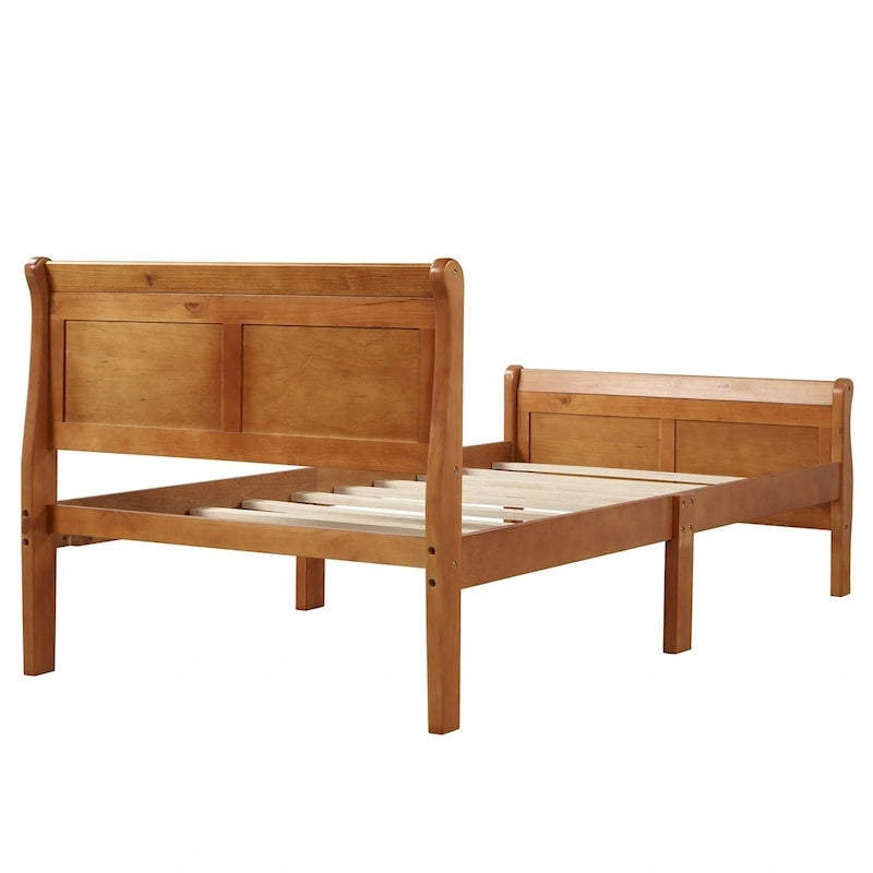 Wooden Slat Support Wood Platform Bed with Headboard
