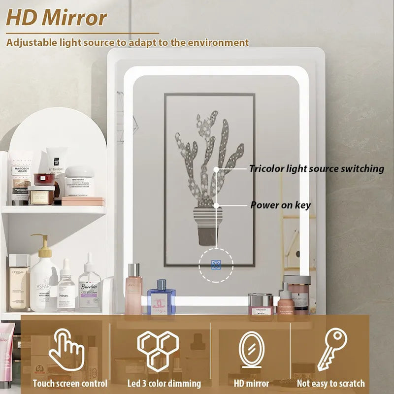 Timechee 31.5 Wide Makeup Vanity Set with Stool and Mirror