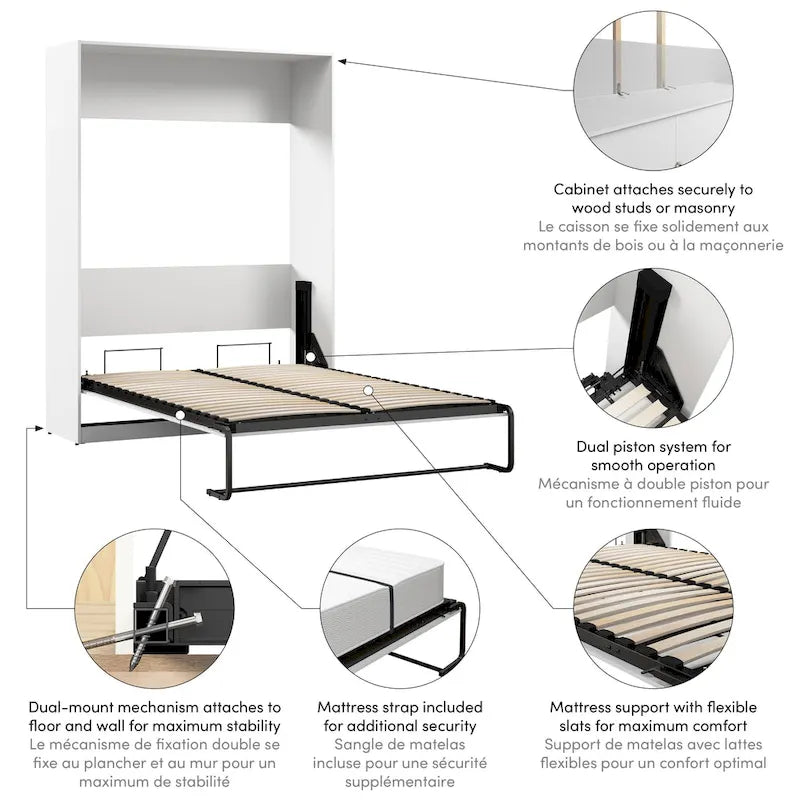 Claremont 59W Space-Saving Full Size Murphy Bed by Bestar