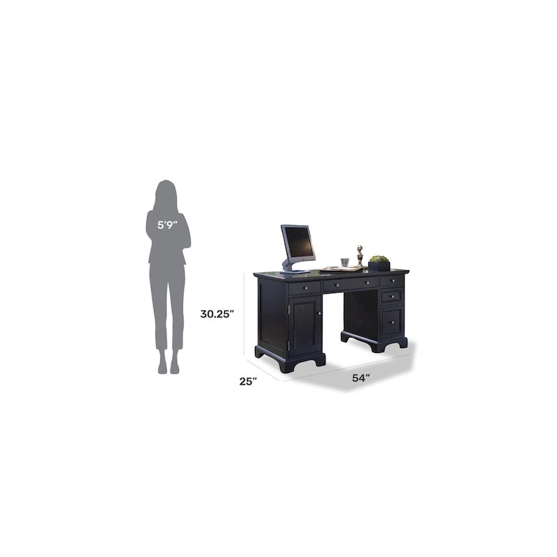 Bedford Black Pedestal Desk