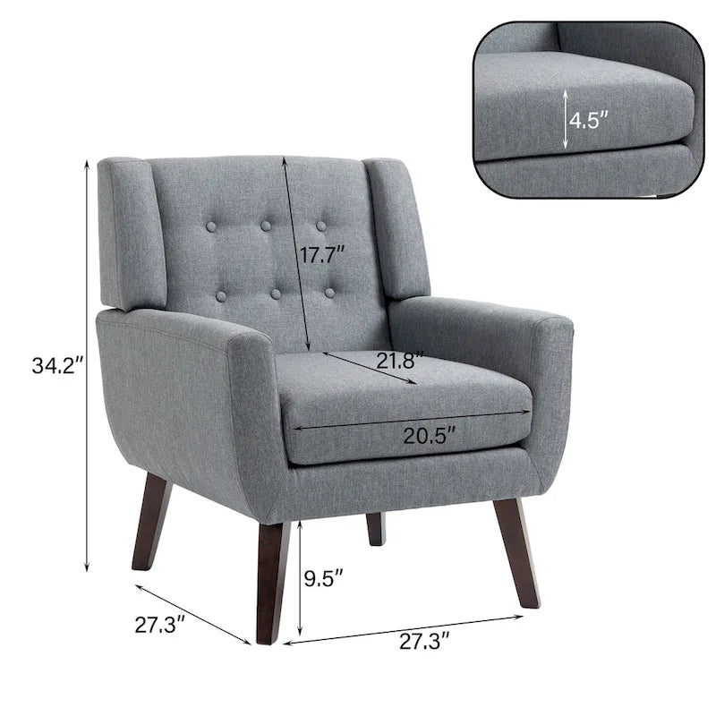 Modern Curved 63 Button Tufted Upholstered Loveseat with 2 Accent Chairs