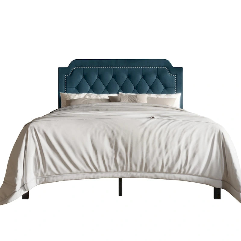 CraftPorch Elegance Velvet Button Tufted Upholstered Platform Bed