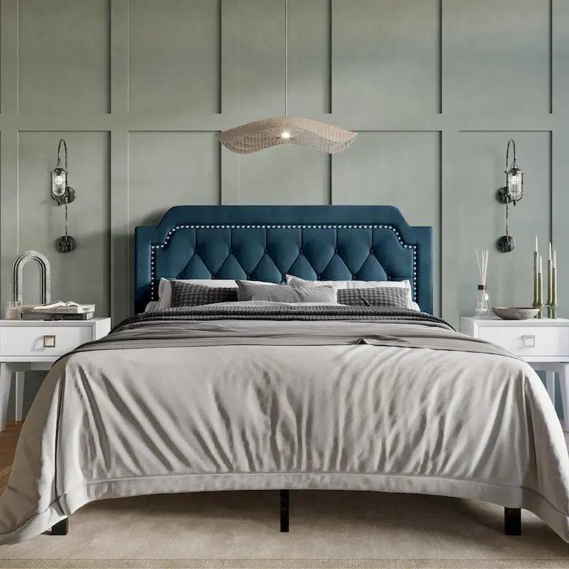 CraftPorch Elegance Velvet Button Tufted Upholstered Platform Bed