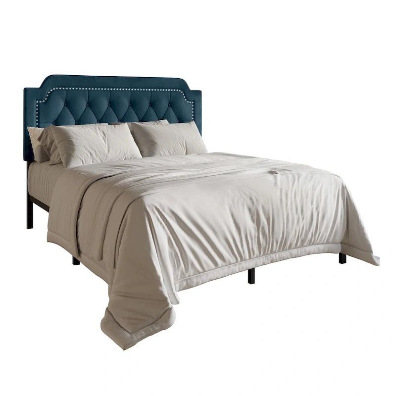 CraftPorch Elegance Velvet Button Tufted Upholstered Platform Bed