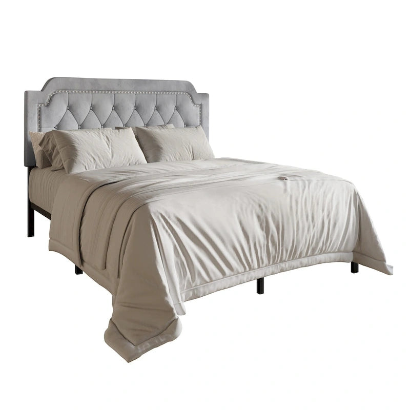 CraftPorch Elegance Velvet Button Tufted Upholstered Platform Bed