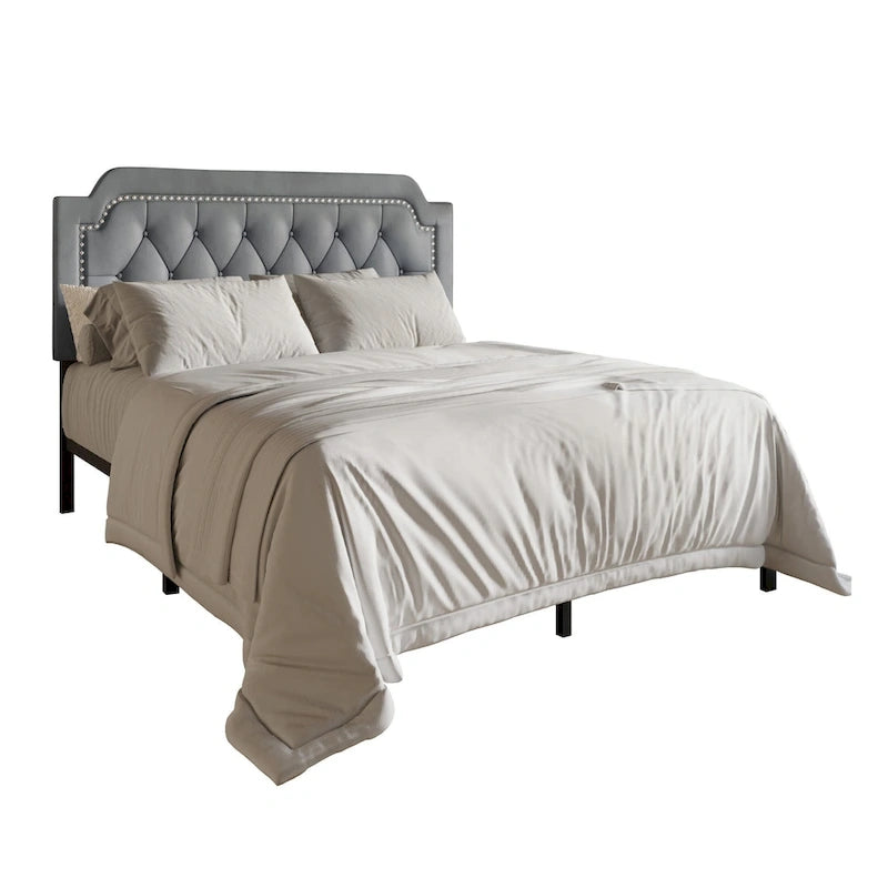 CraftPorch Elegance Velvet Button Tufted Upholstered Platform Bed