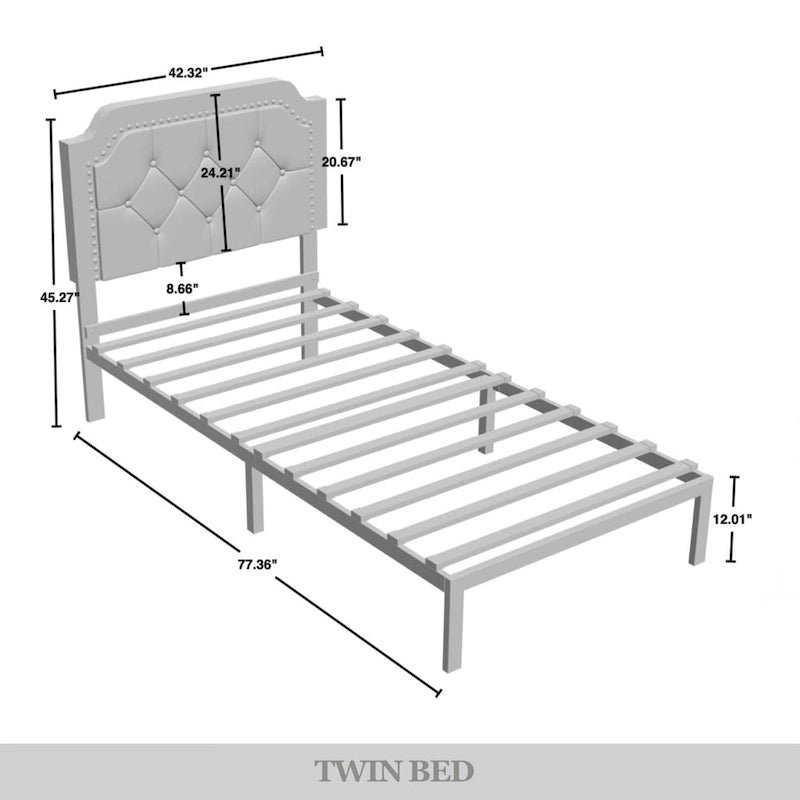 CraftPorch Elegance Velvet Button Tufted Upholstered Platform Bed