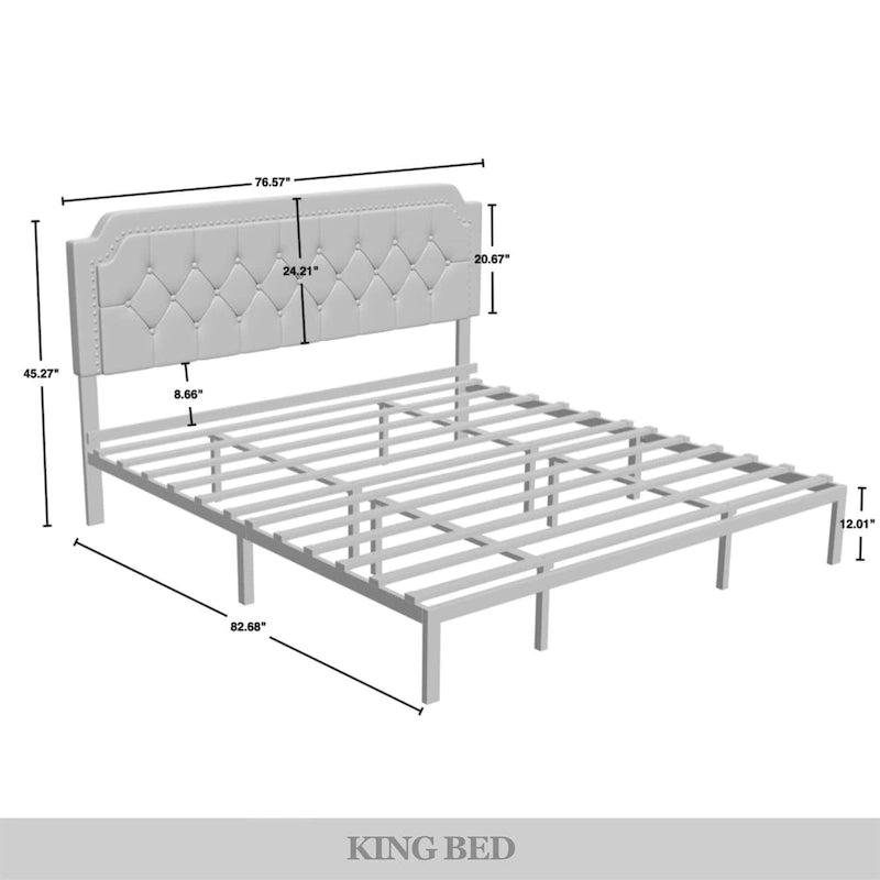 CraftPorch Elegance Velvet Button Tufted Upholstered Platform Bed