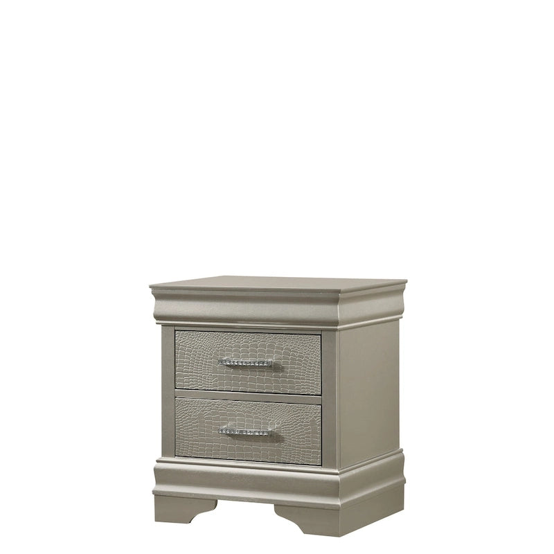 Sigurd 4 Piece Silver Faux Leather Upholstered Tufted Panel Bedroom Set