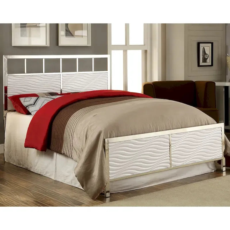 Nols Transitional Chrome Headboard and Footboard by Furniture of America