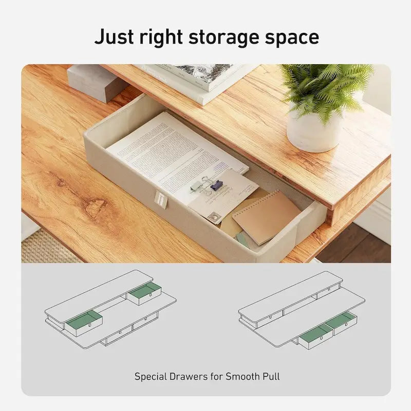 FEZIBO Sturdy Height Adjustable Electric Standing Desk with Drawers, Stand Up Table with Large Storage Shelf, Sit Stand Desk