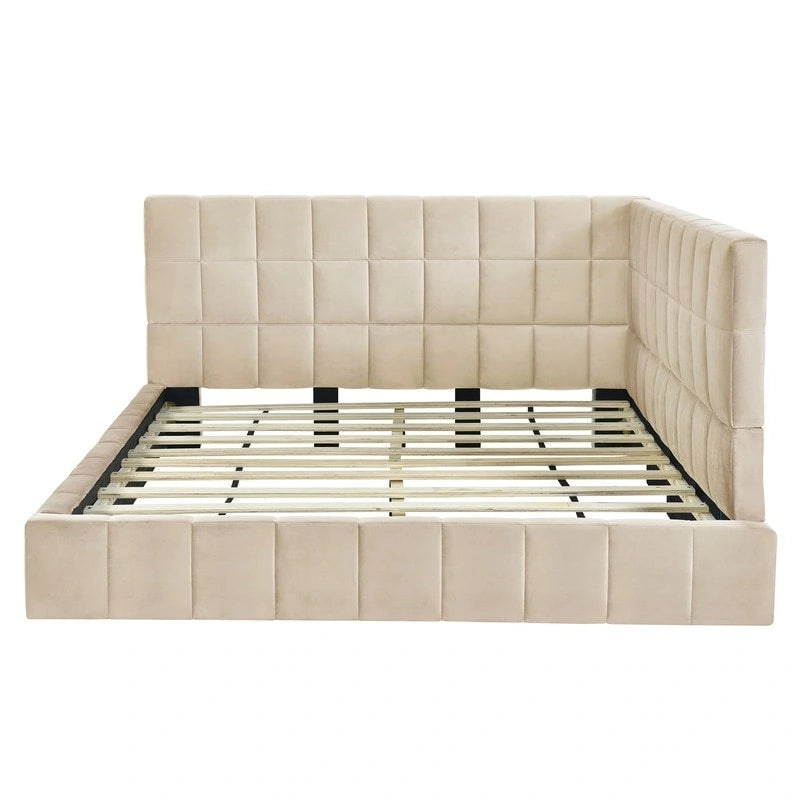 Full Size Upholstered Daybed/Sofa Bed with L-shaped Headboard