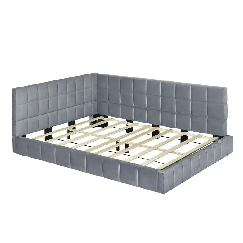 Full Size Upholstered Daybed/Sofa Bed with L-shaped Headboard